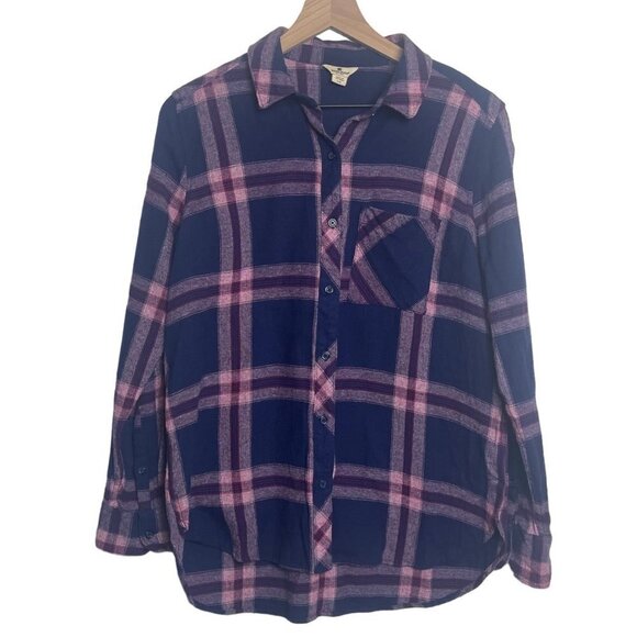 Woolrich Womens Button Up Long Sleeve Blue Red Flannel Shirt Size Large.‎ - Picture 1 of 10